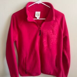 FUDA Bright Red Full Zip Cozy Fleece w/Embroidered Design & Pockets (Size: Med)